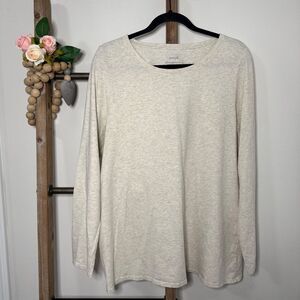 Pure Jill Long Sleeve Stretch Cotton Tee Oatmeal Heather Size X Large